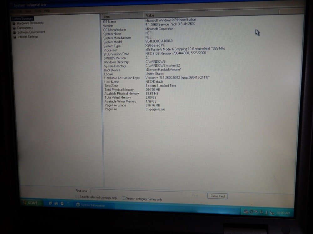 NEC Versa LX Laptop Computer with Windows XP Home Edition