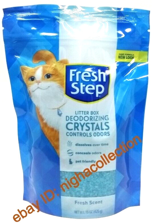 4 PACK Litter Box Deodorizing Crystals Scent Fresh Step 15oz (60 oz Total) Cat