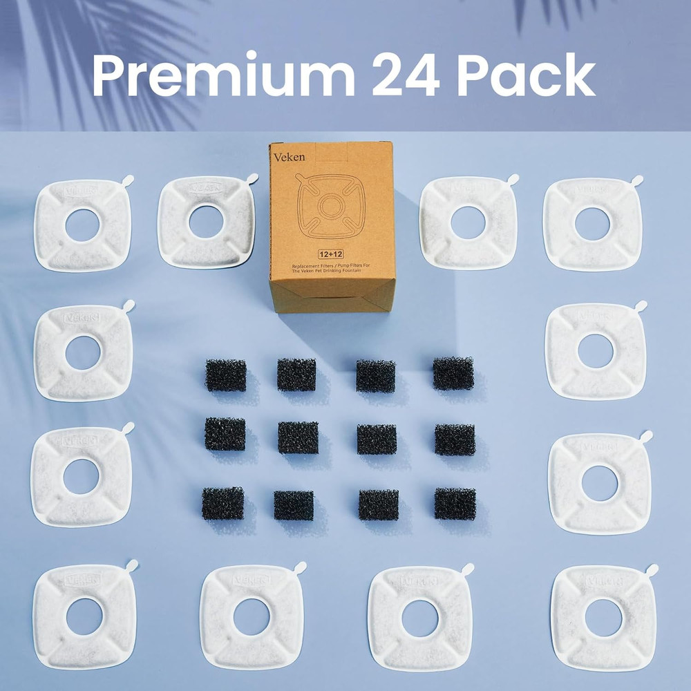 Cat Water Fountain Filter, Classic 12 Pack Replacement Filters & 12 Pack Replace