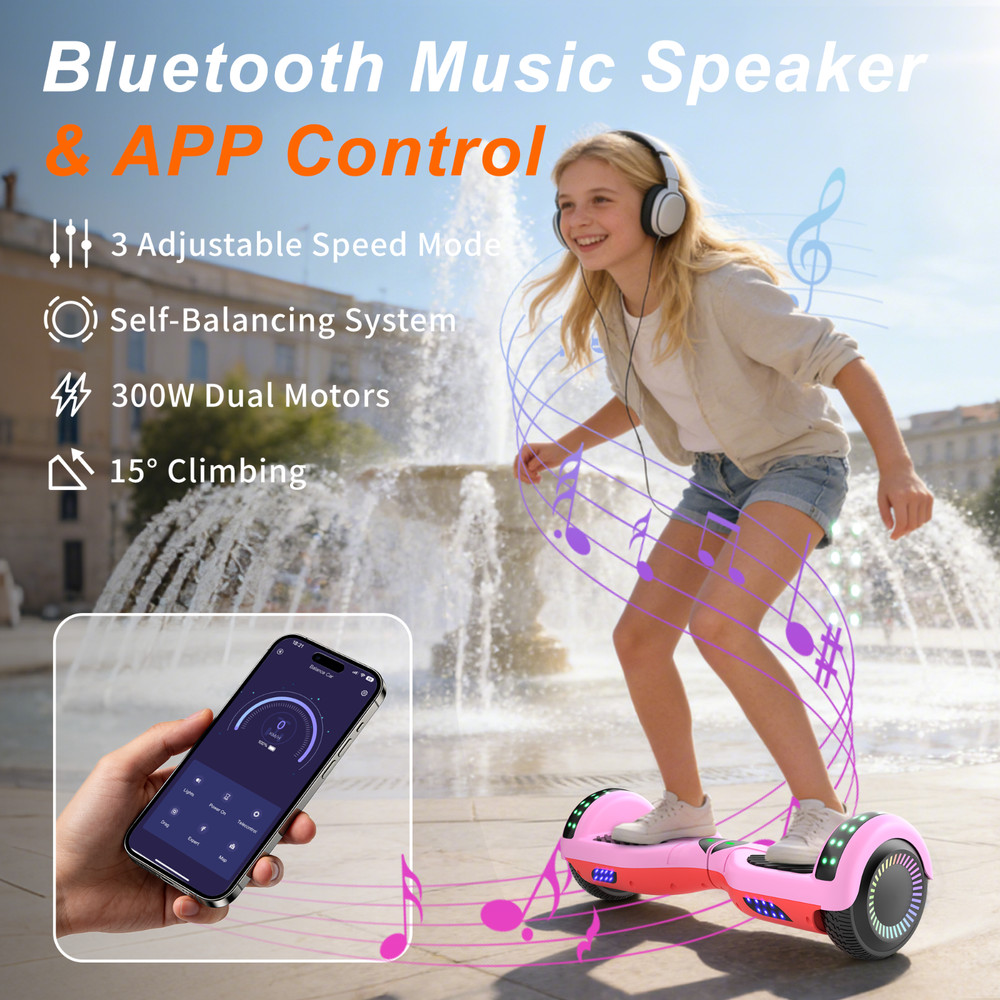Commugo Hoverboard Electric Bluetooth Speaker Self-Balancing Scooter UL 2272