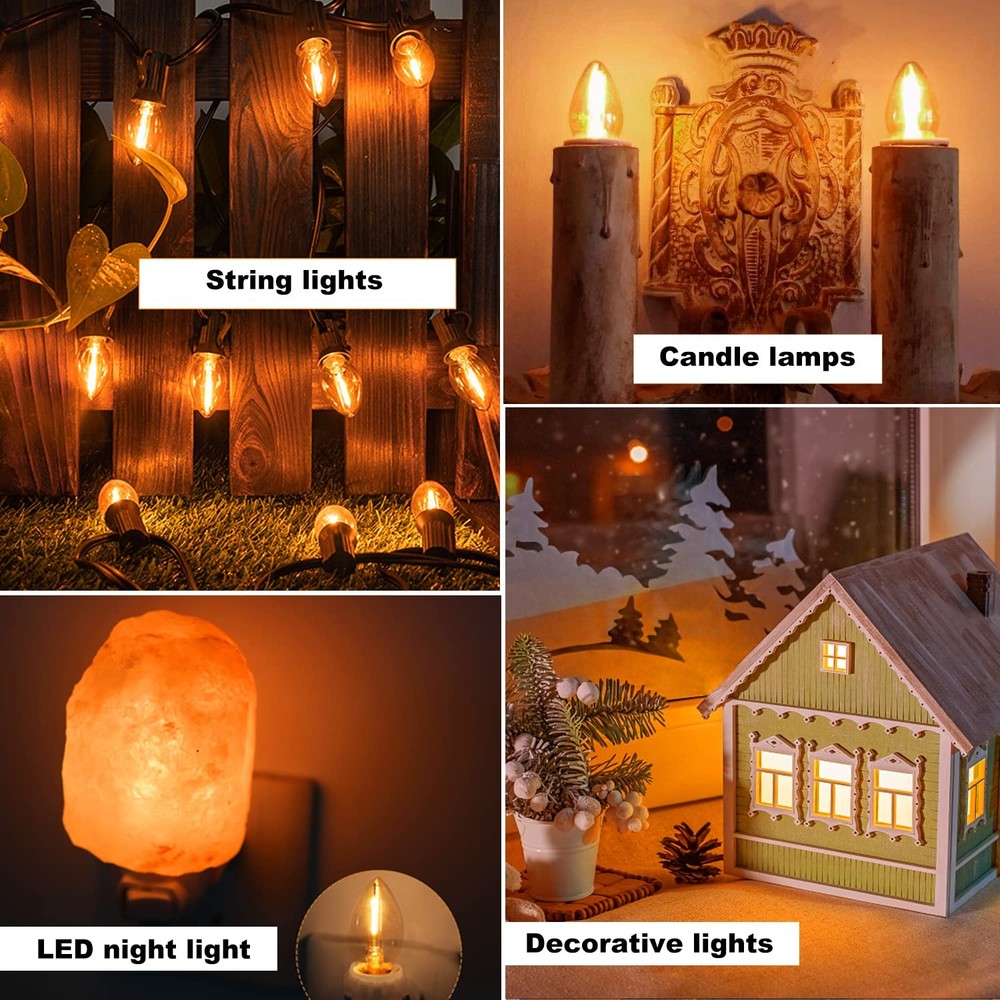 8 Pack LED Night Light Bulbs, C7 Shatterproof Replacement Led Light Bulb for ...