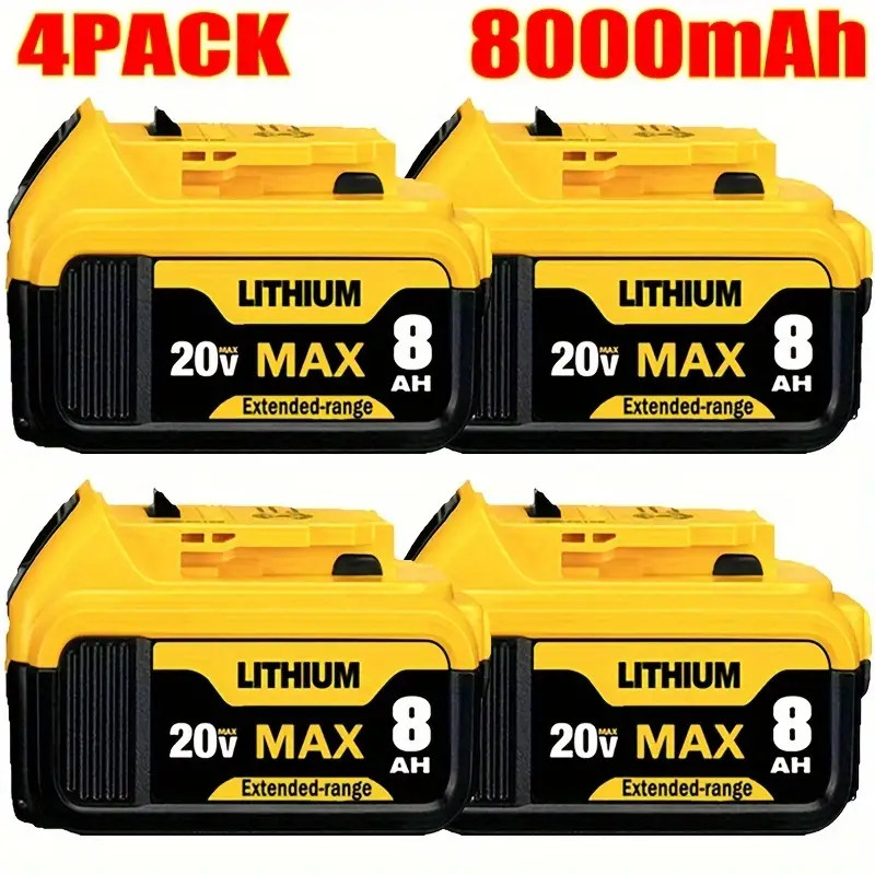 DCB200 4 Pack 20V 8Ah Lithium-lon Battery Replacement for Dewalt