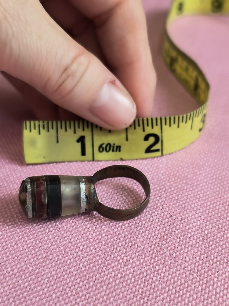 Handmade Unique Dome Ring From Uganda Black Red Silver