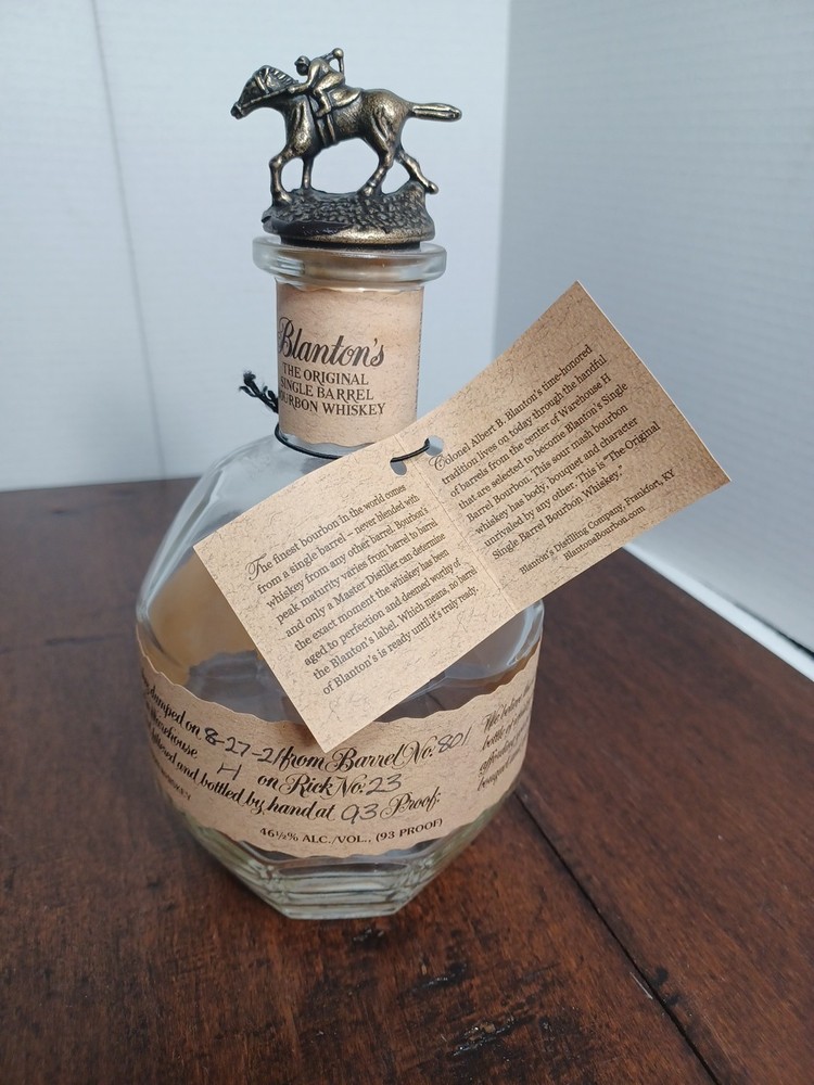 Blantons Bourbon Empty Bottle with Stopper (Letter O)