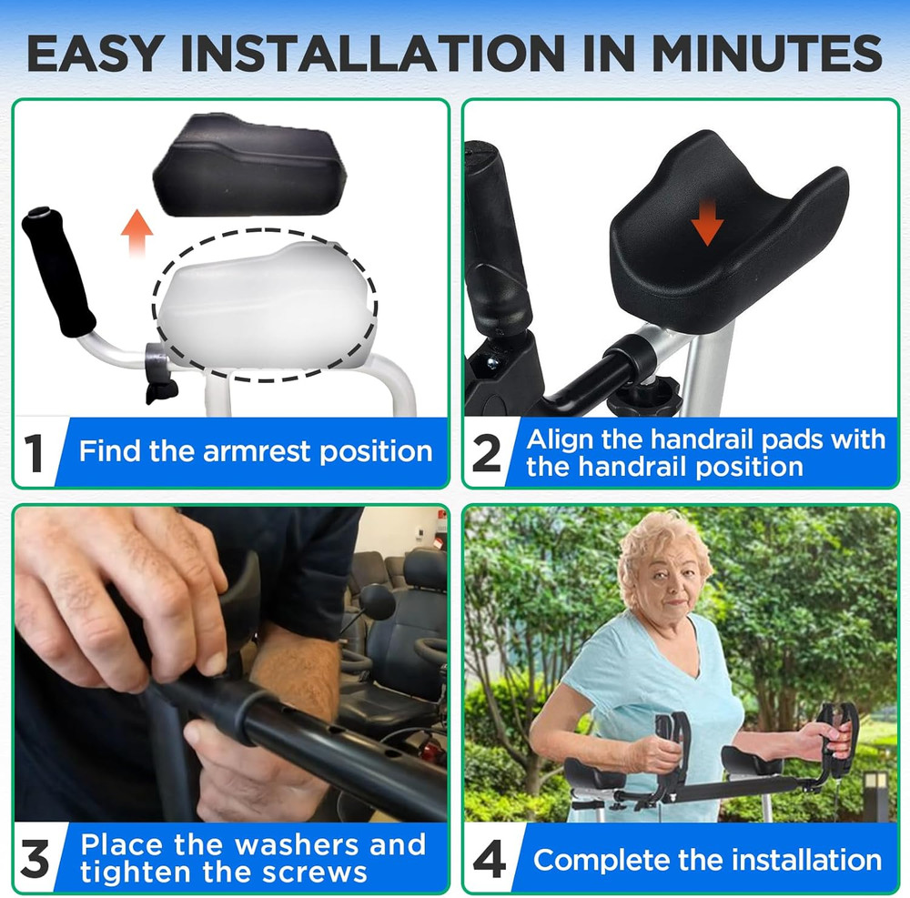 Rollator Armrest Pad, Universal Rollator Arm Rest Attachment, Soft and Comfortab