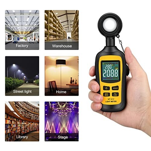 Digital Light Meter - Handheld Illuminance & Ambient Temperature Tester, 200,000