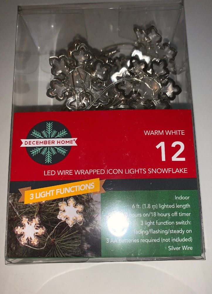 12 Ct LED Ultra Wire Lights Snowflake Silver Wire / Timer / Indoor / 3 Function