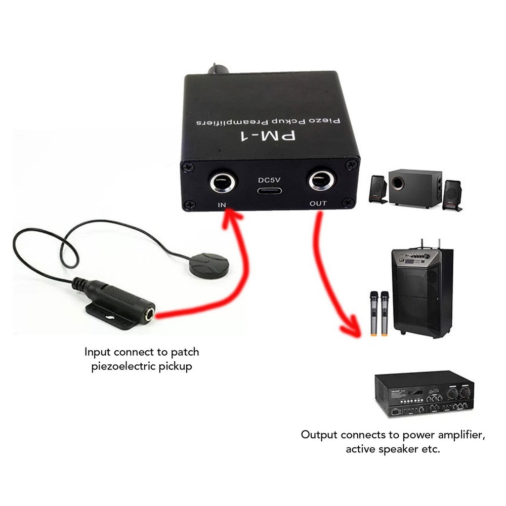 Compact Piezo Pickup Preamp Amplifier For Guitar New