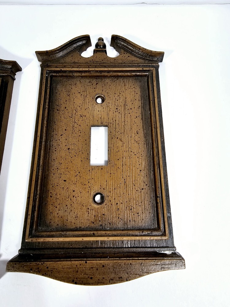 Vintage General Electric Colonial Wood Brown Plastic Single Toggle Light Switch