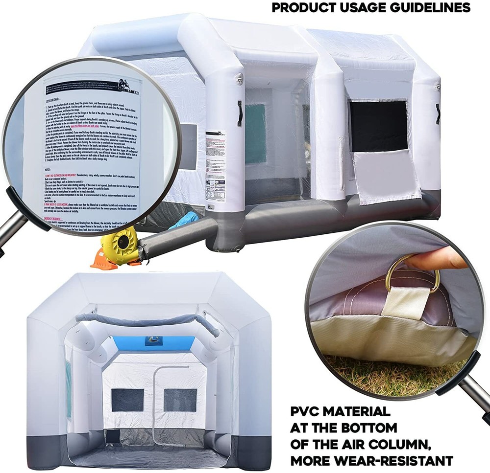 GORILLASPRO Inflatable Paint Booth 13x10x8FtFt Air Filter System With Blower