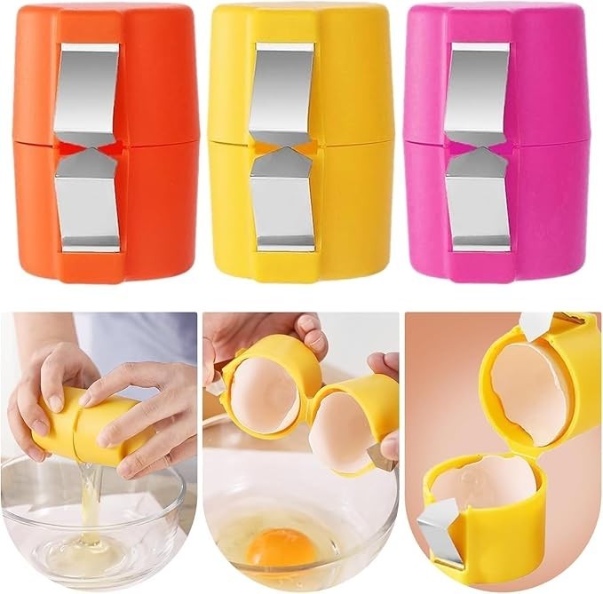 3 PCS Egg Shell Opener Egg Separator for Raw Eggs,Hard Boiled Egg Peeler Egg Cub