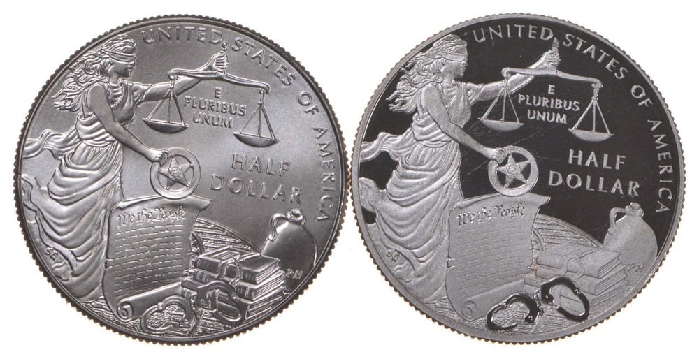 2015 Proof & Unc US Marshals Service Commemorative Half Dollar Set