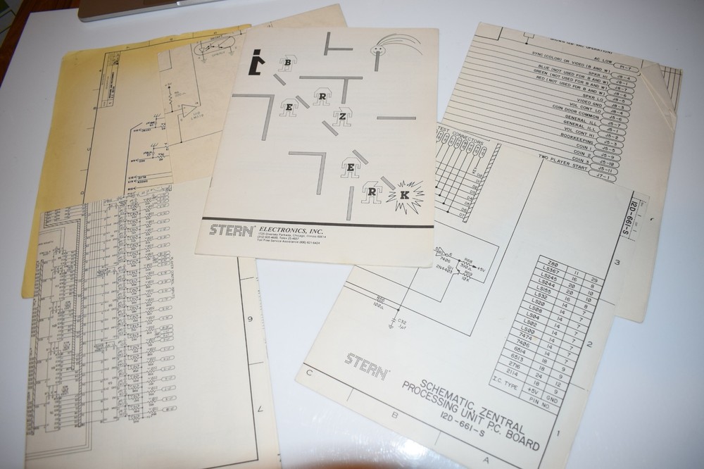 STERN ELECTRONICS BERZERK MANUAL & SCHEMATICS  (BOOK847)