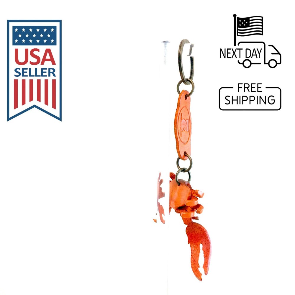 Crab Handmade Leather Keyring #1
