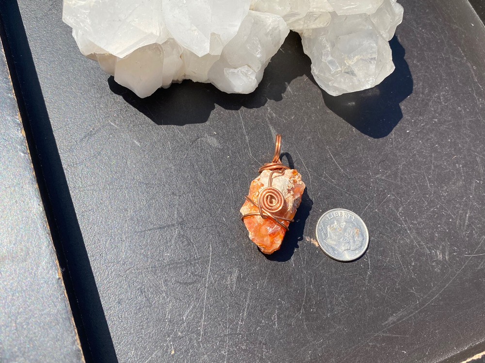 Rough Natural Carnelian Copper Wrapped Pendant