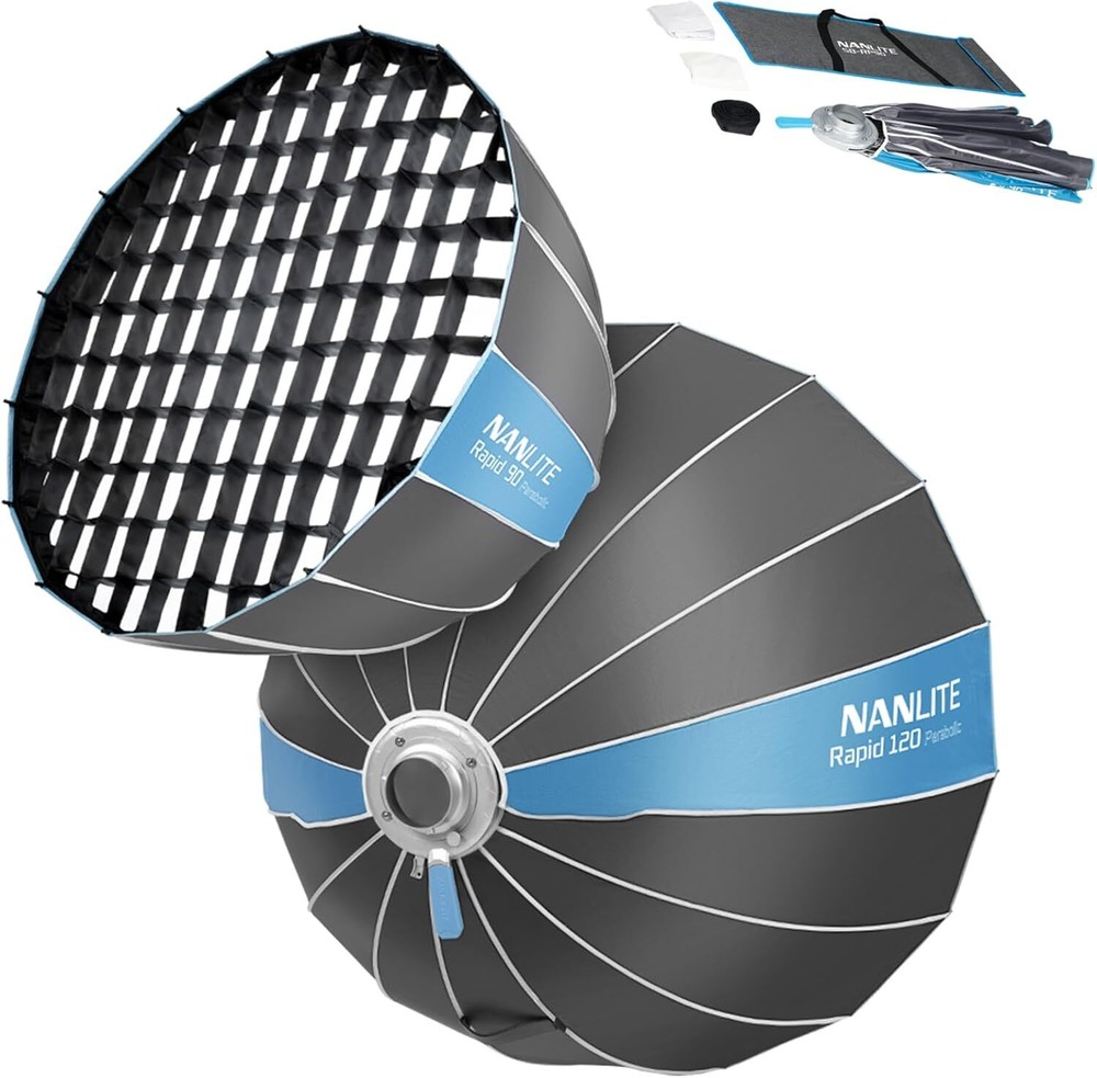 NANLITE Rapid 90CM Bowens Mount Quick Release Parabolic Softbox With Honeycomb