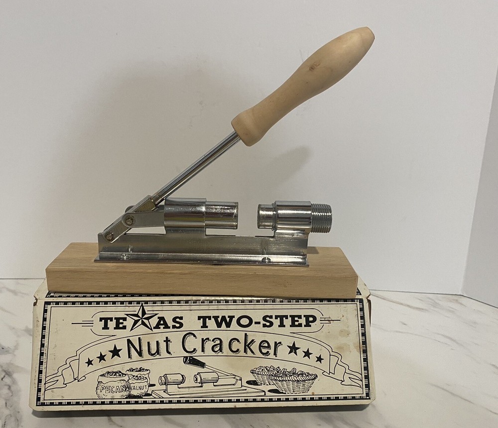 Texas Two Step NUT CRACKER 2 Piece Wood & Steel Pecans Walnuts Almonds