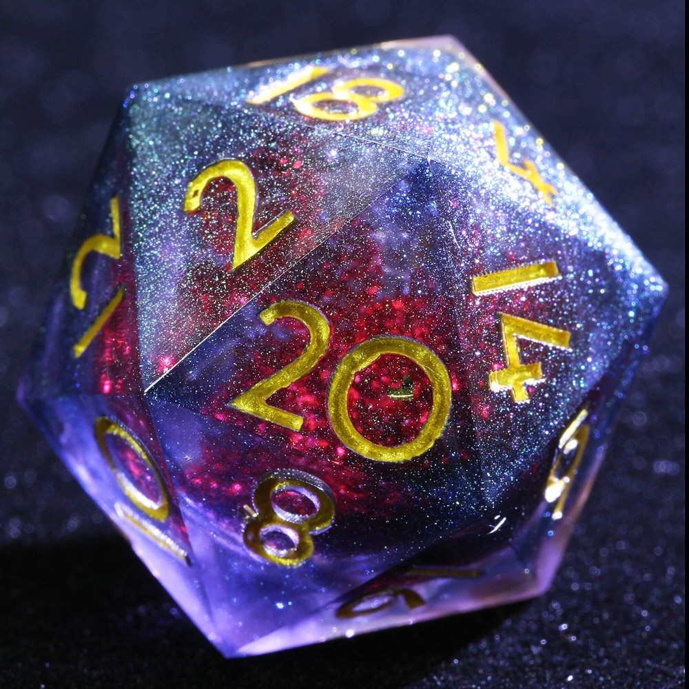 9 Polyhedral Resin Liquid Sets D and D Dice Crimson Core Shell RPG
