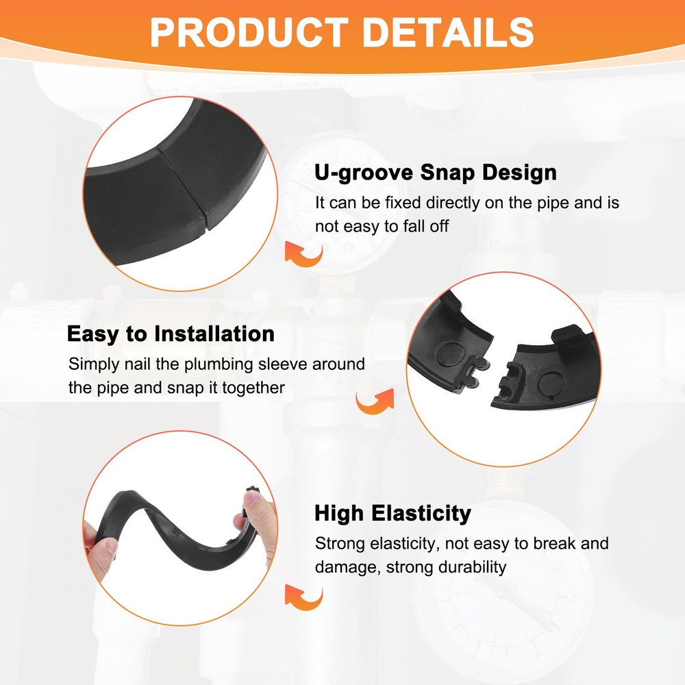 4-Pack Pipe Cover Decoration for 50mm Flange Water Pipe [Black]