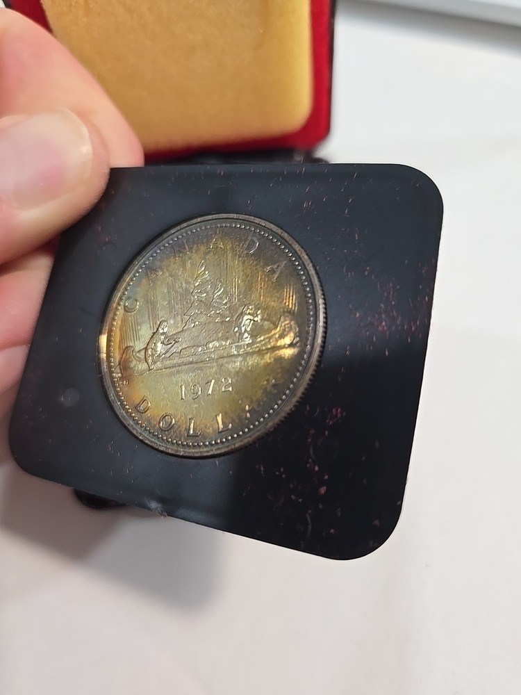 1972 Canada Proof Dollar .500 Silver Canoe **Toned**