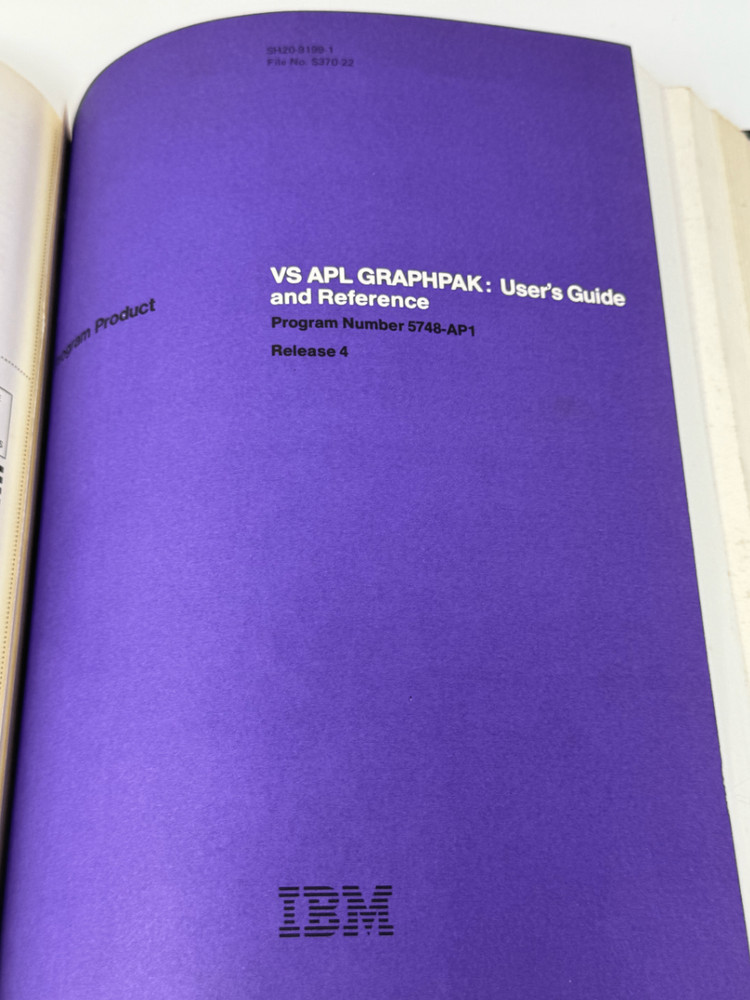 IBM APL Programming Manual Vintage Computer Reference 1982 Binder