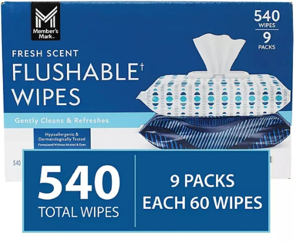 Member's Mark Flushable Wipes, Fresh Scent, 540 ct.