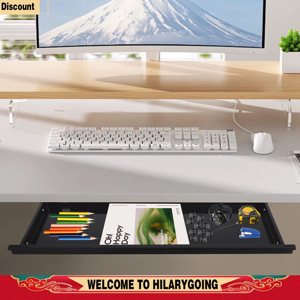 Slide Out Under Desk Keyboard Tray Pull Out Keyboard Drawer Shelf Space Saver