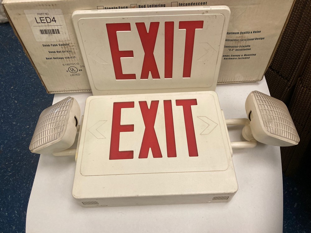 Brooks,LED4,Double Face Exit Sign and Emergency Lights