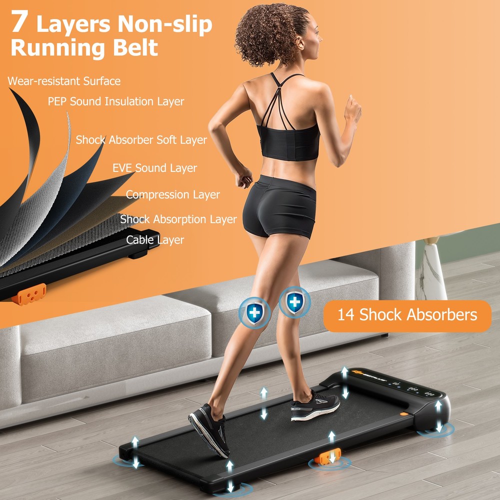 Under Desk Treadmill 12 Preset Programs w/ Watch-Like Remote Control & LED Panel