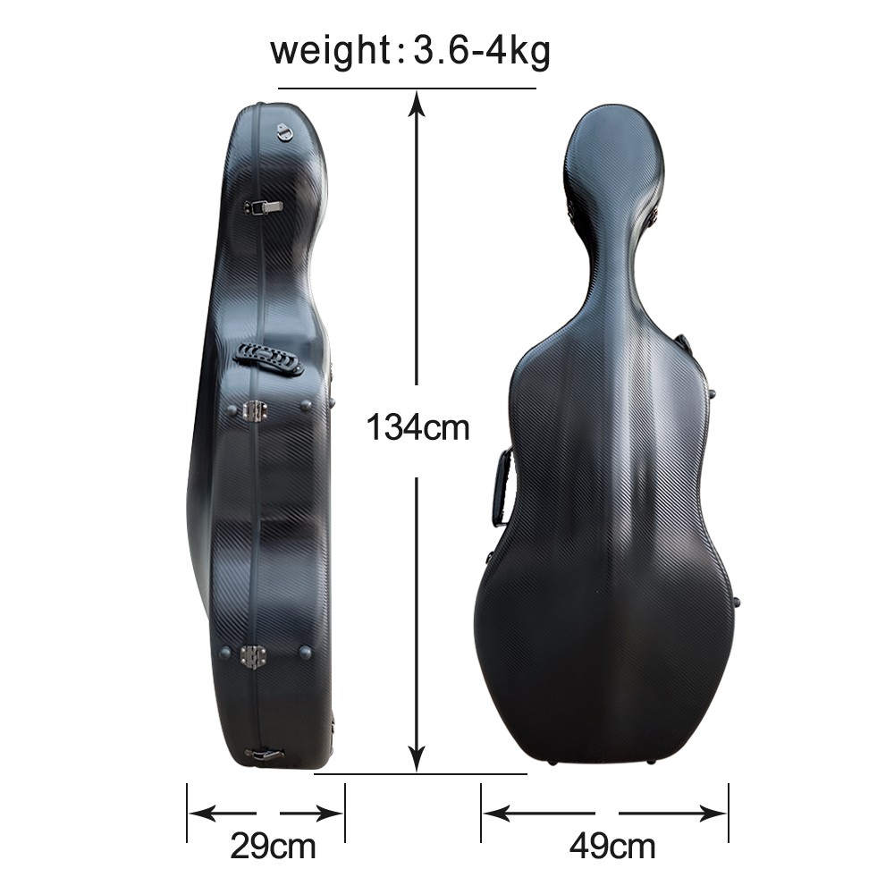 4/4 Cello Case with Wheels,straps and handle Strong Light Black