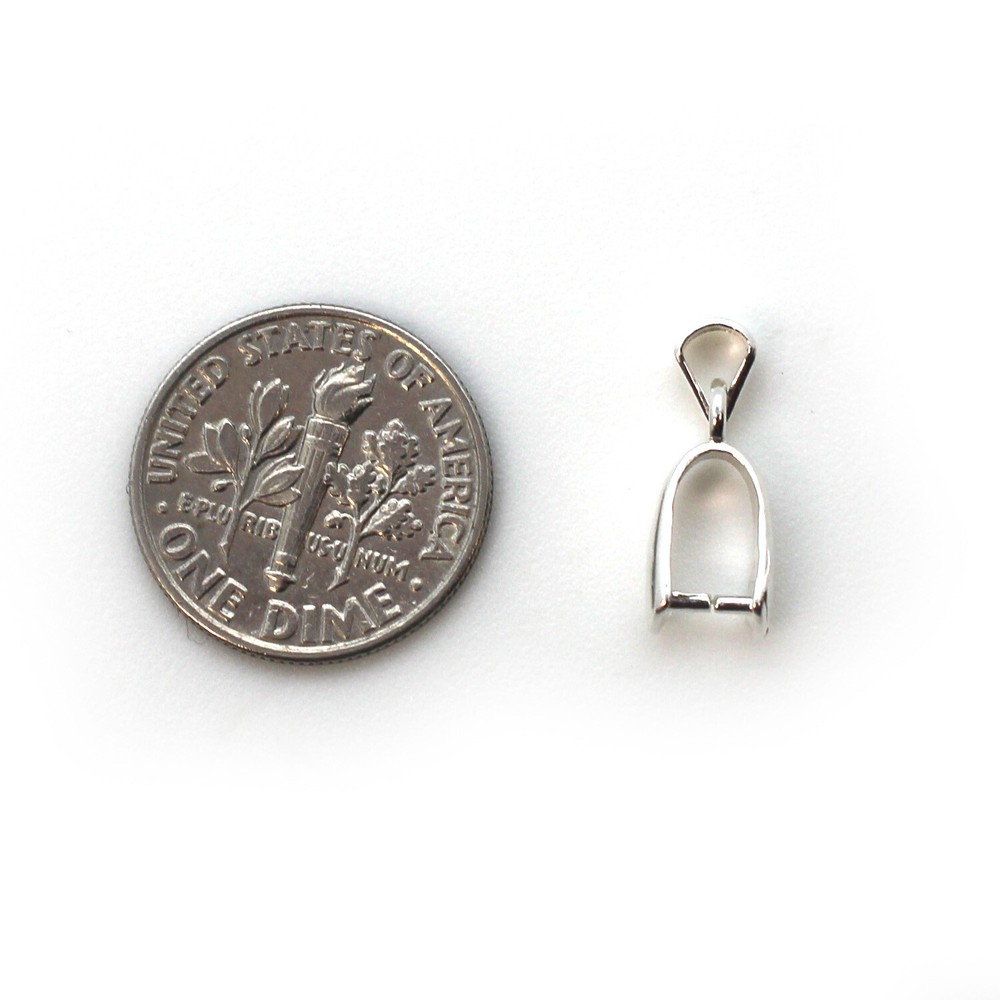 Sterling Silver-Long Teardrop Shape Pinch Bail Connector (1 pc)