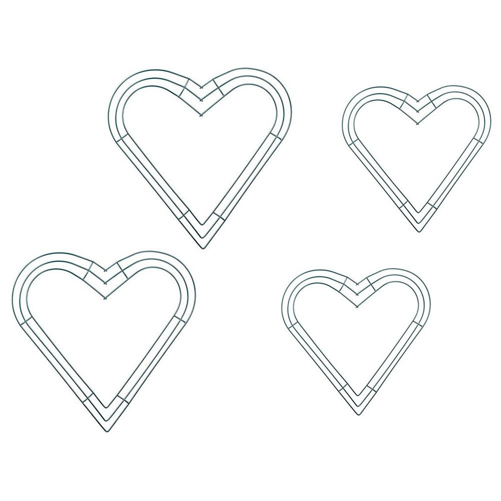 4 Pcs Heart Shaped Metal Wreath Ring Wire Frame Hanging Flower Frames