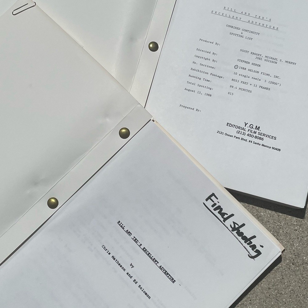 1987 Bill & Ted’s Excellent Adventure Movie Final Shooting Script & Continuity