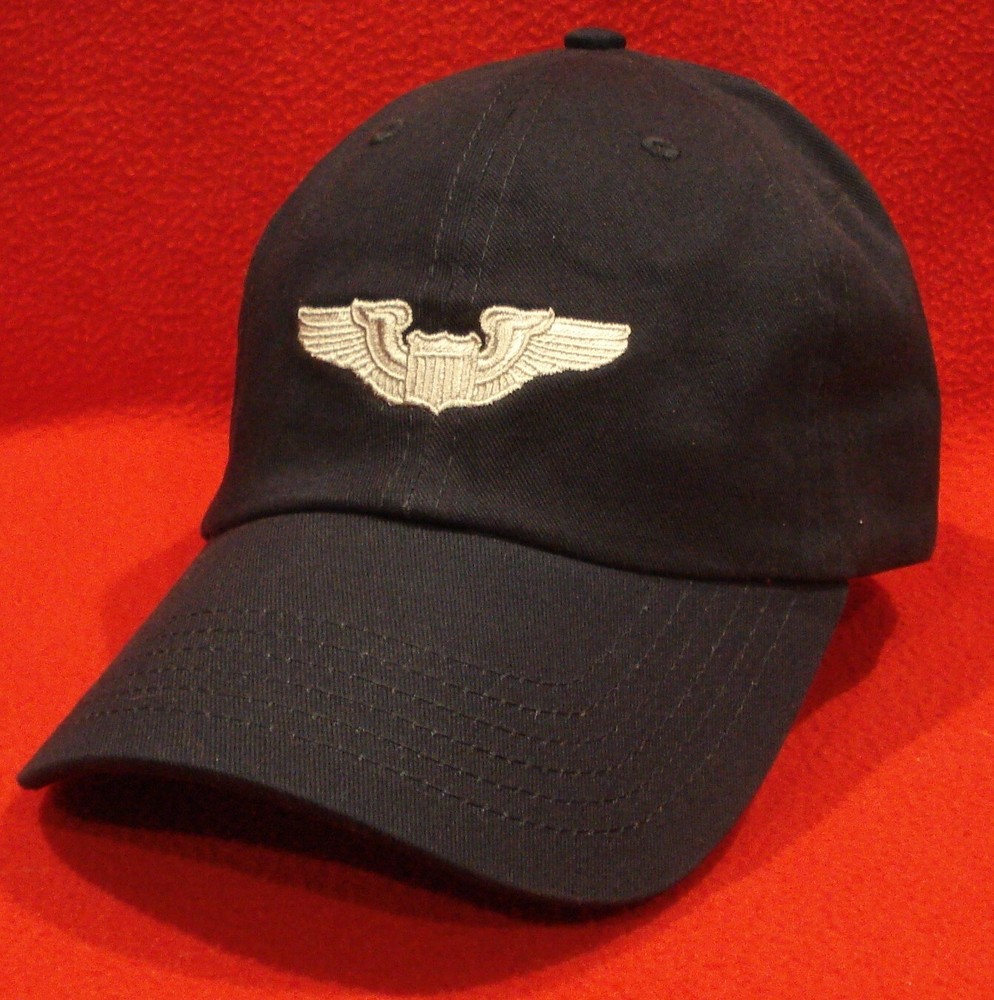USAF PILOT WINGS (Basic) Aviator BALL CAP low-profile AVIATOR wings hat BLUE