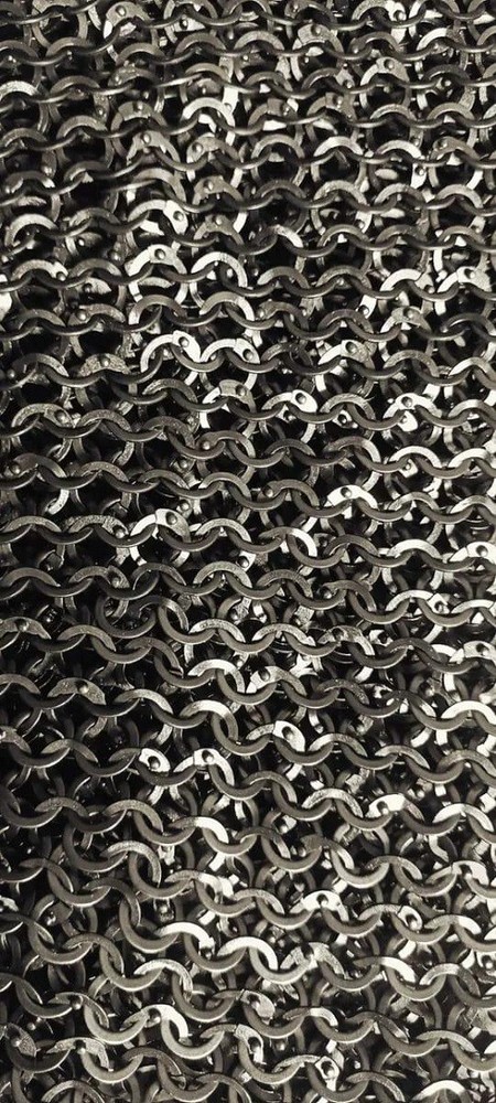 Medieval Viking Black chainmail shirt,9 mm flat ring with solid ring riveted