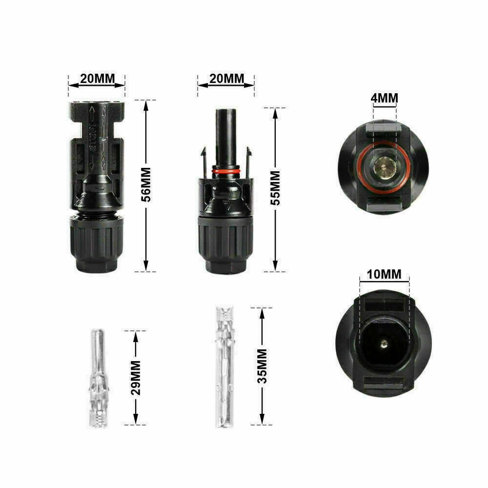 20Pcs Solar Cable Connectors 4mm-6mm 30Amp Waterproof Solar Panel Wire Joiners