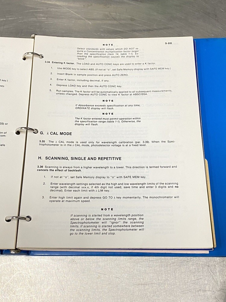Perkin Elmer PE Lambda 3 Spectrophotometer UV Visible - Users Guide / Manual