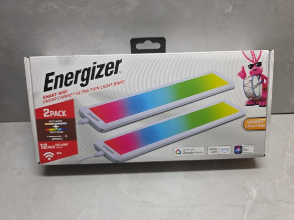 Energizer Smart Wi-Fi Under Cabinet Ultra Thin Light Bars 2 Pack Multi-Color 12
