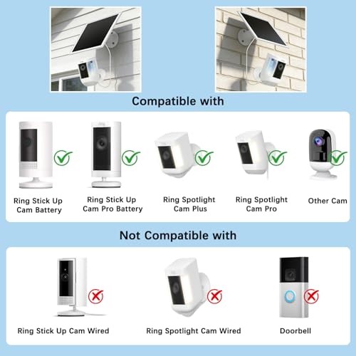 6W Solar Panel for Ring Camera, Solar Charger Compatible with Ring White-1Pack