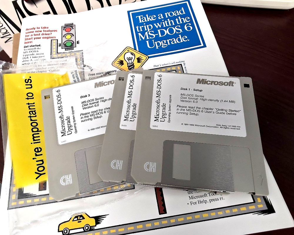 Microsoft MS-DOS 6.0 Vintage Operating System Software Upgrade 3.5" Disks