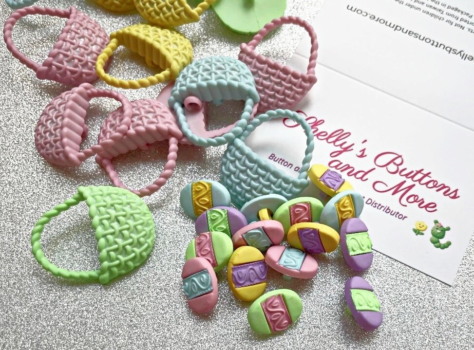 Easter Egg Button Set - Shelly's Buttons - Pastel Easter Buttons Craft Sew Scrap