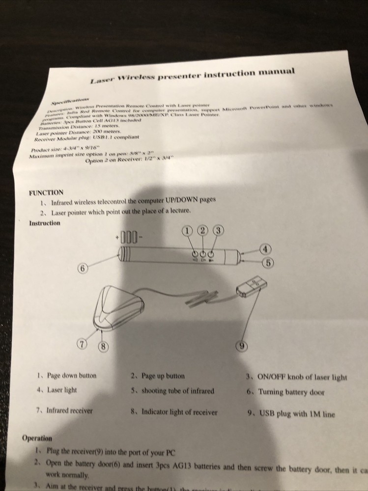 Power Point Presentation Remote Control Wireless PPT Presenter Laser Pointer