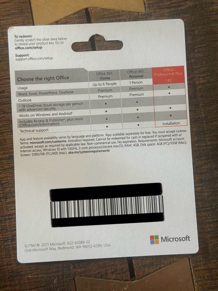 Microsoft Office Professional Plus 2021 - 1 PC Windows - Lifetime - Retail