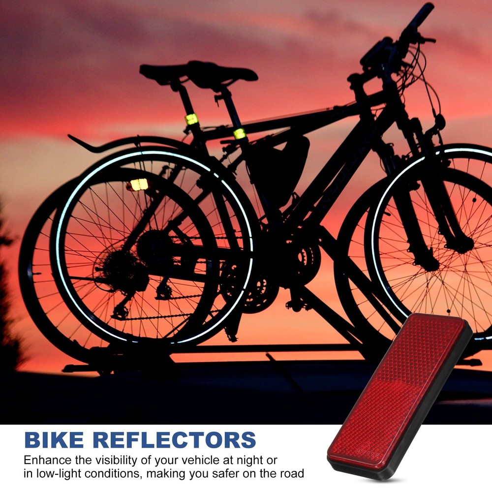4Pcs Rectangle Rear Reflectors, Reflective Warning Reflector with Screw Red