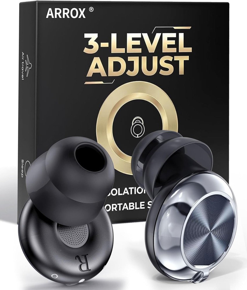 ARROX Adjustable Ear Plugs 13-45dB 3 Modes Silicone Reusable 4 Sizes