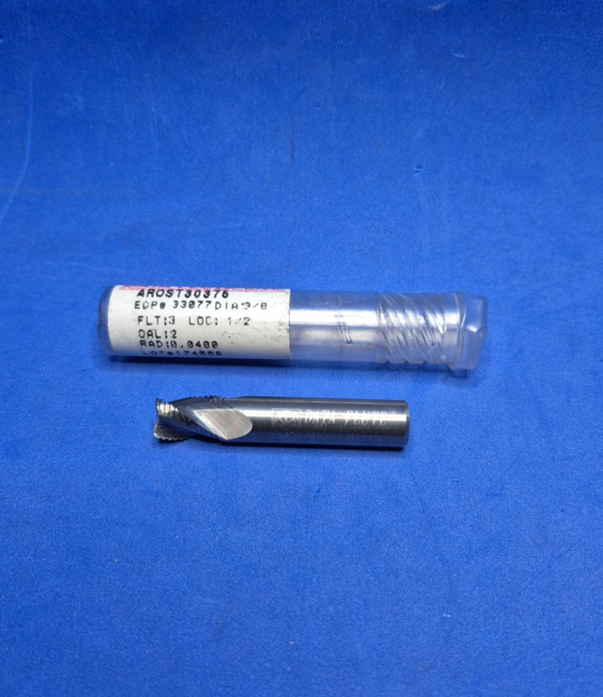 Data Flute 3/8" X .040" Corner Radius Carbide Roughing End Mill