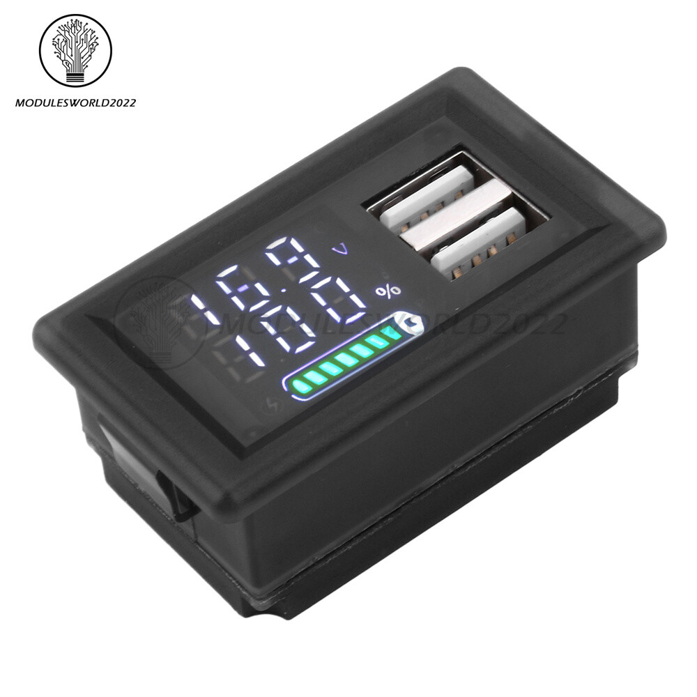 DC9-24V Battery Capacity Indicator USB Type-C LED Dual Digital Car Voltmeter