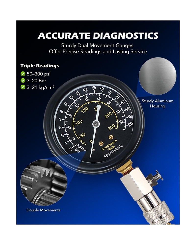 Orion Motor Tech Engine Compression Tester Kit, 9pc Cylinder Compression Test...