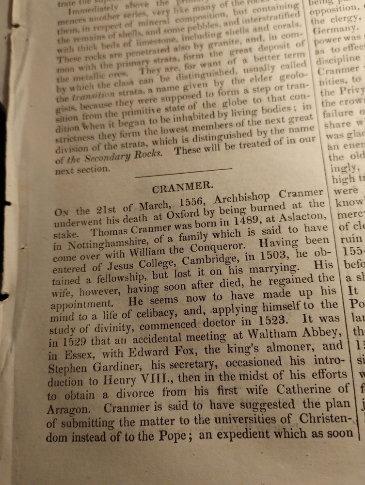 Sk228 Ephemera 1833 article Thomas Cranmer