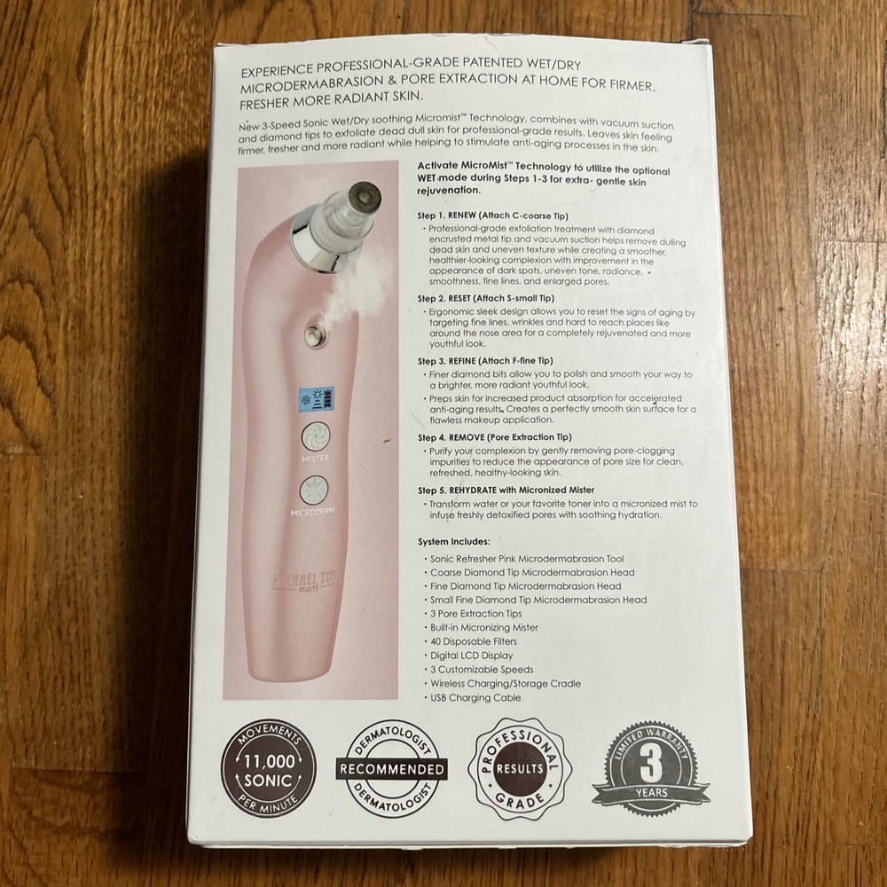 MICHAEL TODD Sonic Refresher Wet/Dry Sonic Microderm Pore Extraction System NEW